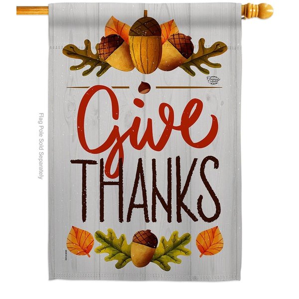 Ornament Collection Ornament Collection H192137-BO 28 x 40 in. Give Thanks House Flag with Fall Thanksgiving Double-Sided Decorative Vertical Flags Decoration Banner Garden Yard Gift H192137-BO